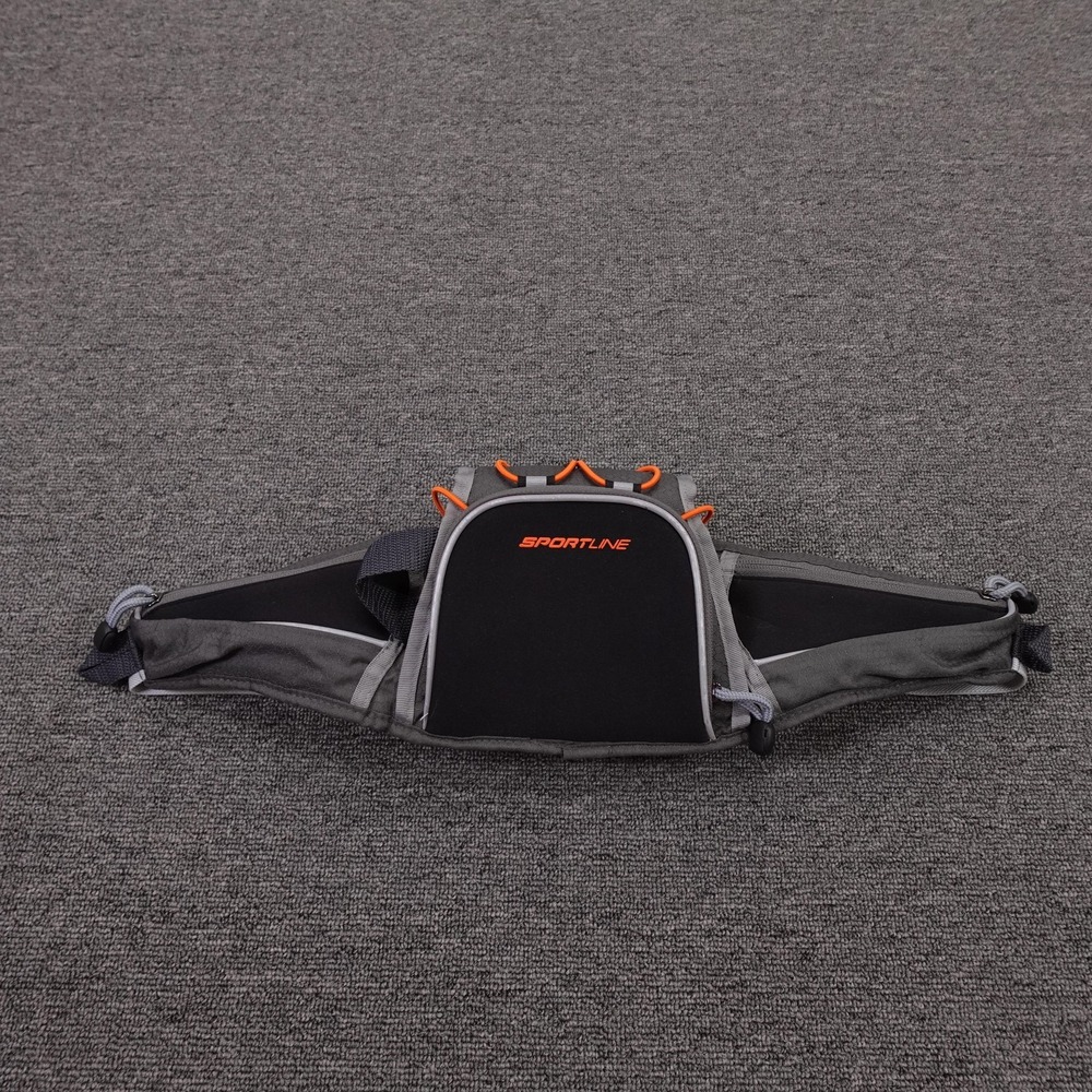Sportline Running Belt Waist Pack One Size Gray Adjustable 3 Pockets‎ Buckle